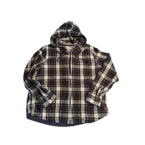 LL Bean Plaid Flannel Hoodie Shirt Full Zip Women’s Relaxed Fit Size M